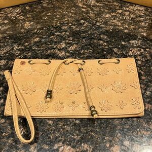 Jessica Simpson Tan Floral  cut out Clutch